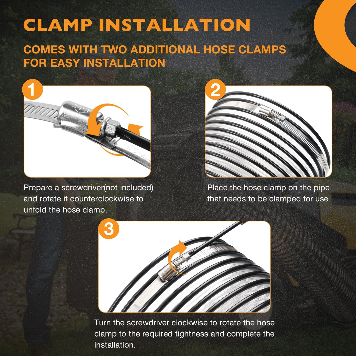 41882 Lawn Vacuum Hose 6"x84" w/ Clamps Fit Agri-Fab Mow-N-Vacs 69860 Clear Hose