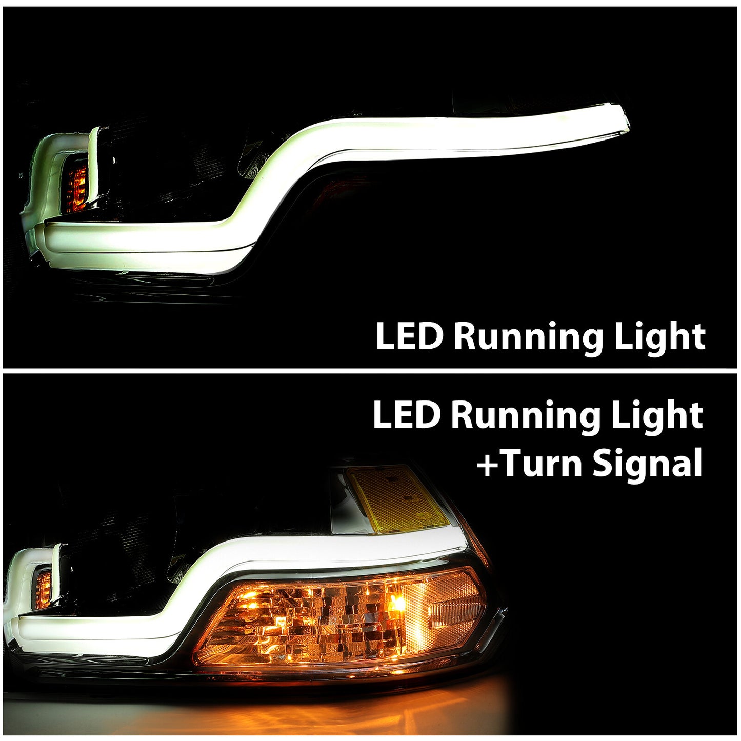 Solid Spare For 09-18 Dodge Ram 1500 2500 3500 Sequential Turn Signal Headlights w/LED DRL