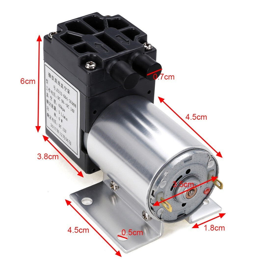 Mini Vacuum Pump DC 12V 5L/min 120kpa Negative Pressure Suction Pumping With