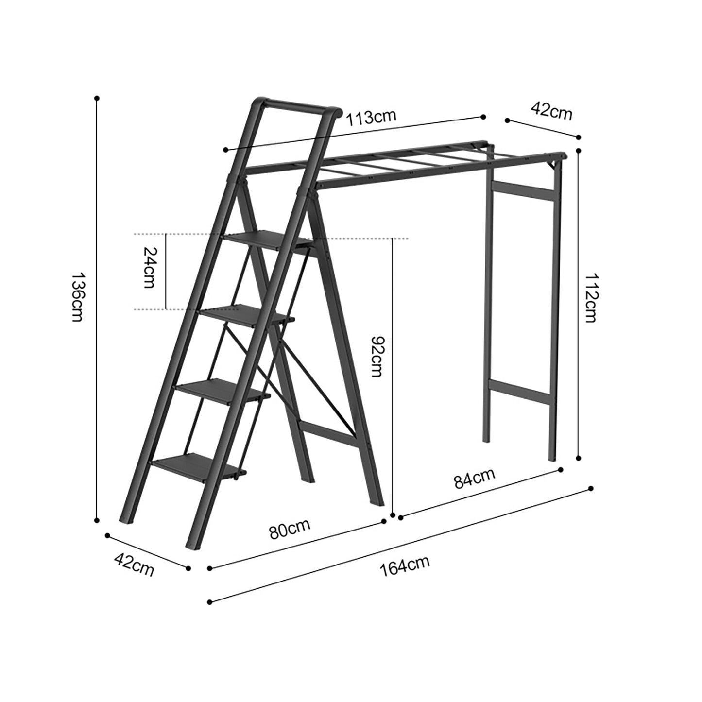 Foldable Drying Rack with Non-slip 4 Step Ladder 330lb Clothing Shoes Drying