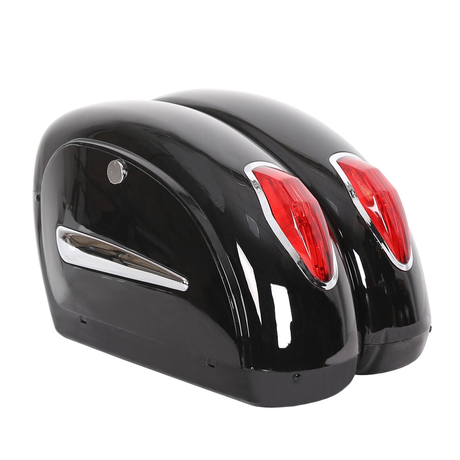 Solid Spare Universal Motorcycle Hard Saddlebag Luggage Bags w/Light For Honda Harley Yamaha