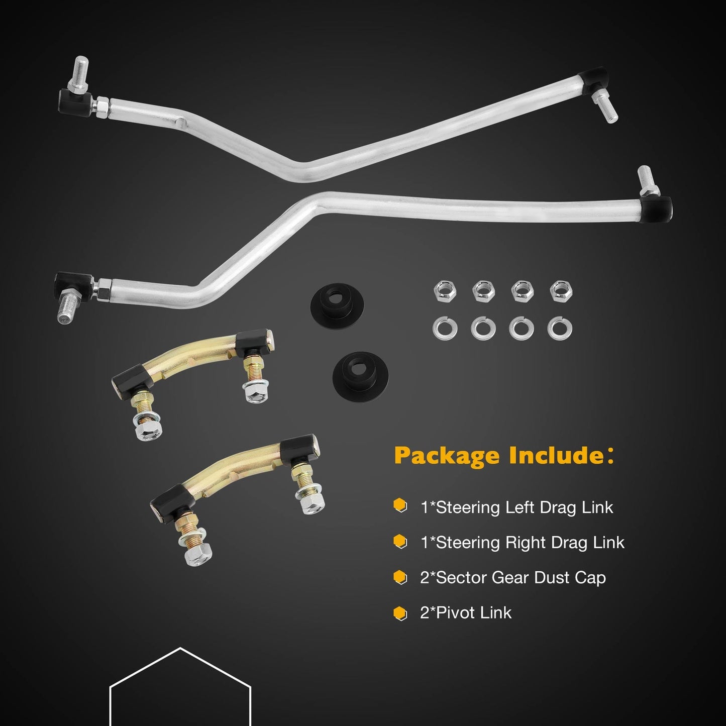 Adjustable LH/RH Steering Drag Link Set w/ Gear Caps For Craftsman Husqvarna AYP
