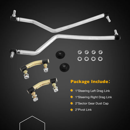 Adjustable LH/RH Steering Drag Link Set w/ Gear Caps For Craftsman Husqvarna AYP