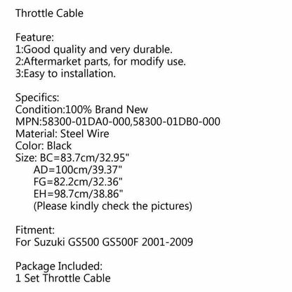 Motobike Throttle Cable Fit Suzuki 58300-01DB0-000 GS500 GS500F 2001-2009 US