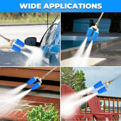 360 Rotating Pressure Washer Dual Turbo Nozzle 1/4in. Quick Connector 2.5