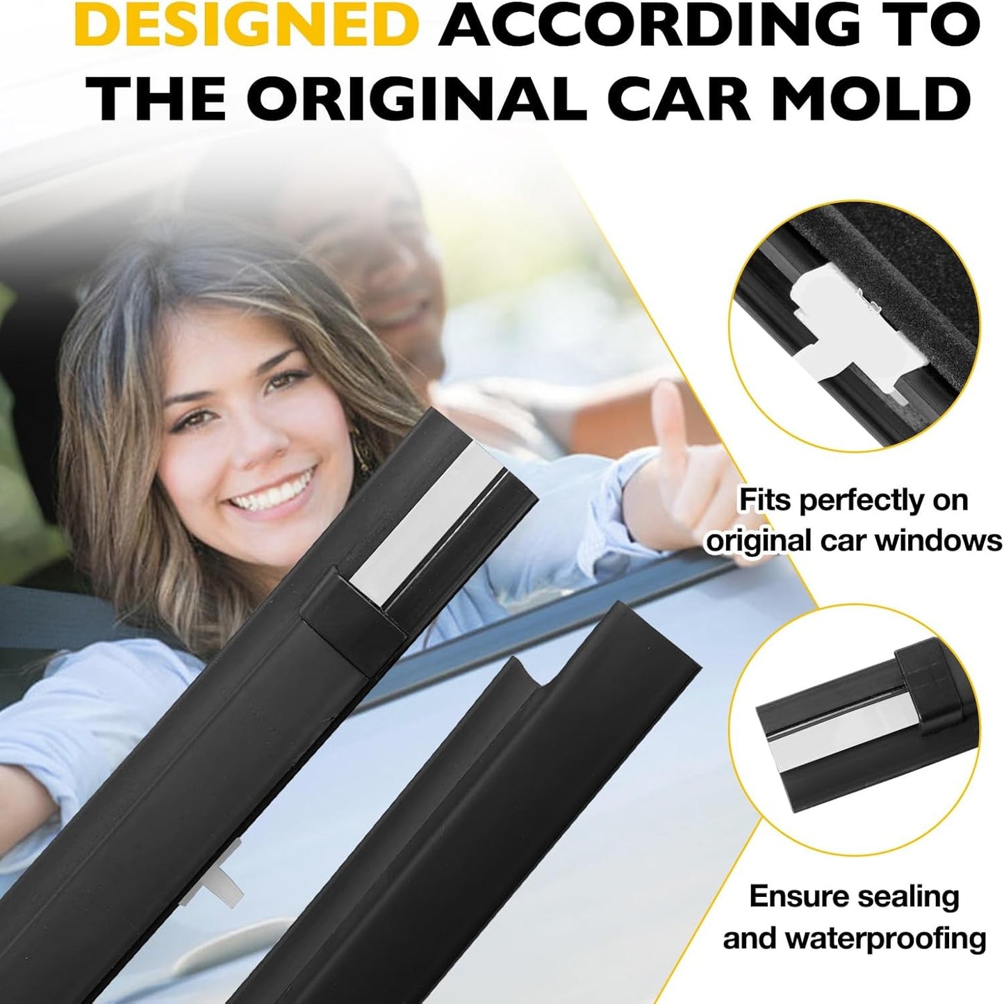 2X Front Weatherstrip Door Window Moulding Trim Seal Set For 95-04 Toyota Tacoma