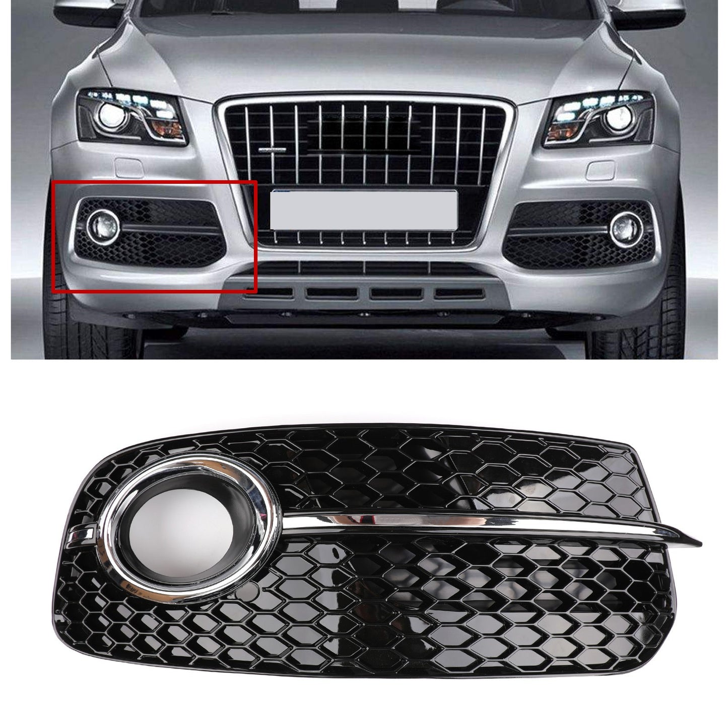 Right SQ5 Style Fog Light Grill Grille For AUDI Q5 13-2017 Don't Fit SQ5 &SLINE