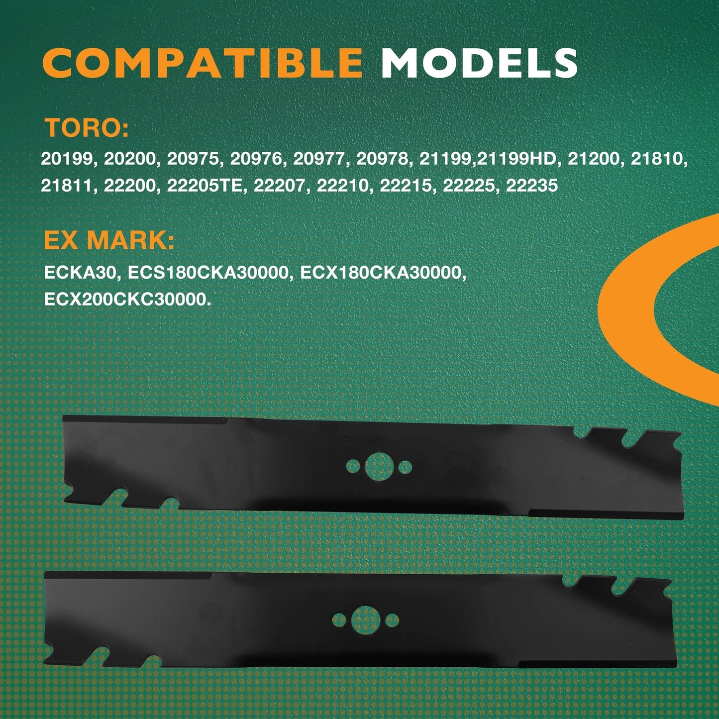 2x 120-9500-03 Lawn Mower Mulching Blades For Toro Ex mark ECKA30 22205TE 20120