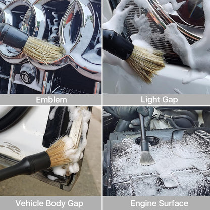 3pcs Car Detailing Brush Wash Auto Detailing Cleaning Kit Engine Wheel Clean Set