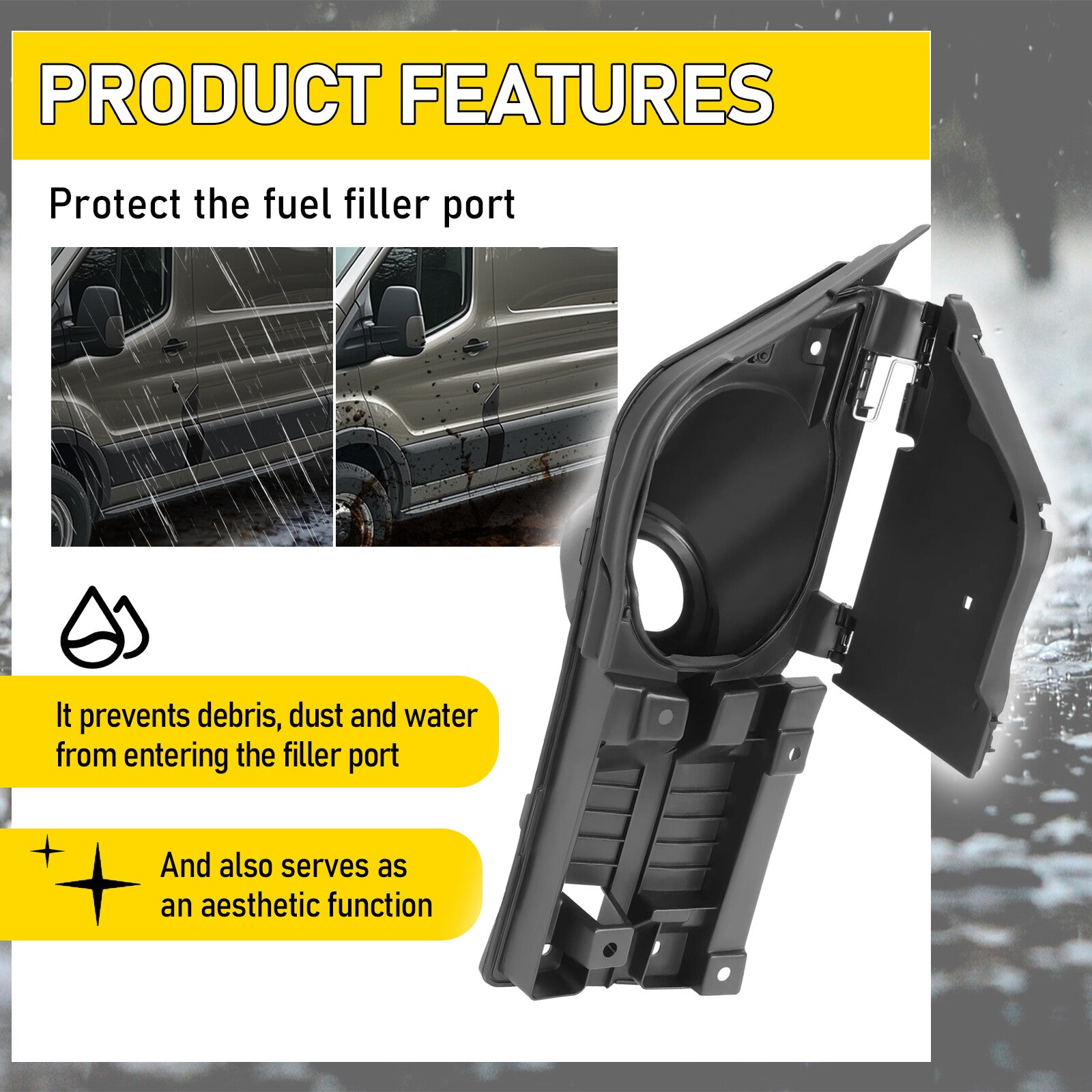 Solid Spare For 2015-2023 Ford Transit Van 150 250 350 Fuel Filler Door Housing Pocket Hinge