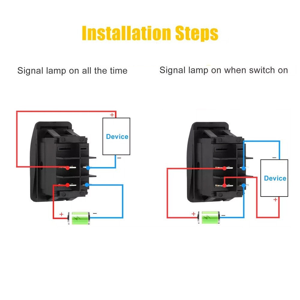 10PCS Waterproof Marine Boat Car Rocker Switch 12-24V SPST ON-OFF 4PIN Blue LED