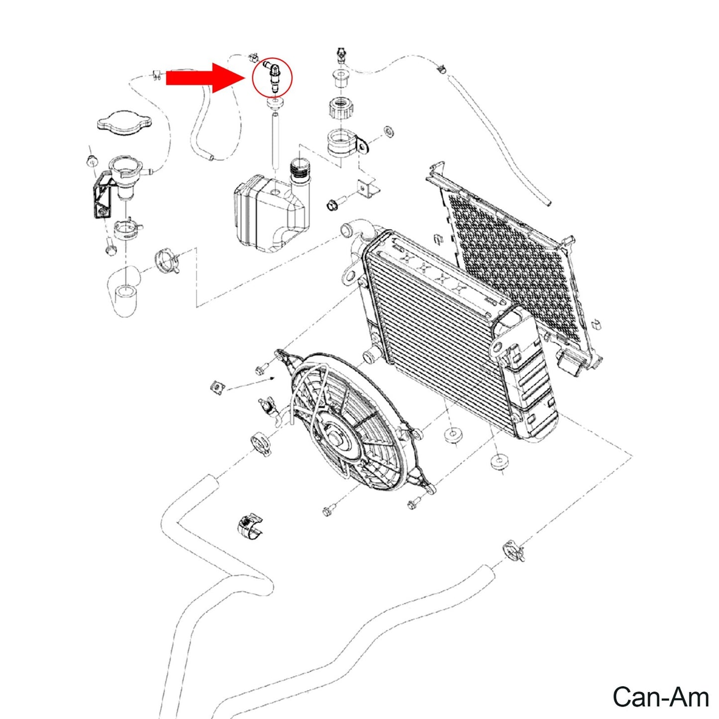 Coolant/Fuel Tank Elbow Male Connector for Ski-Doo, Sea-Doo, Can-Am - 414580600