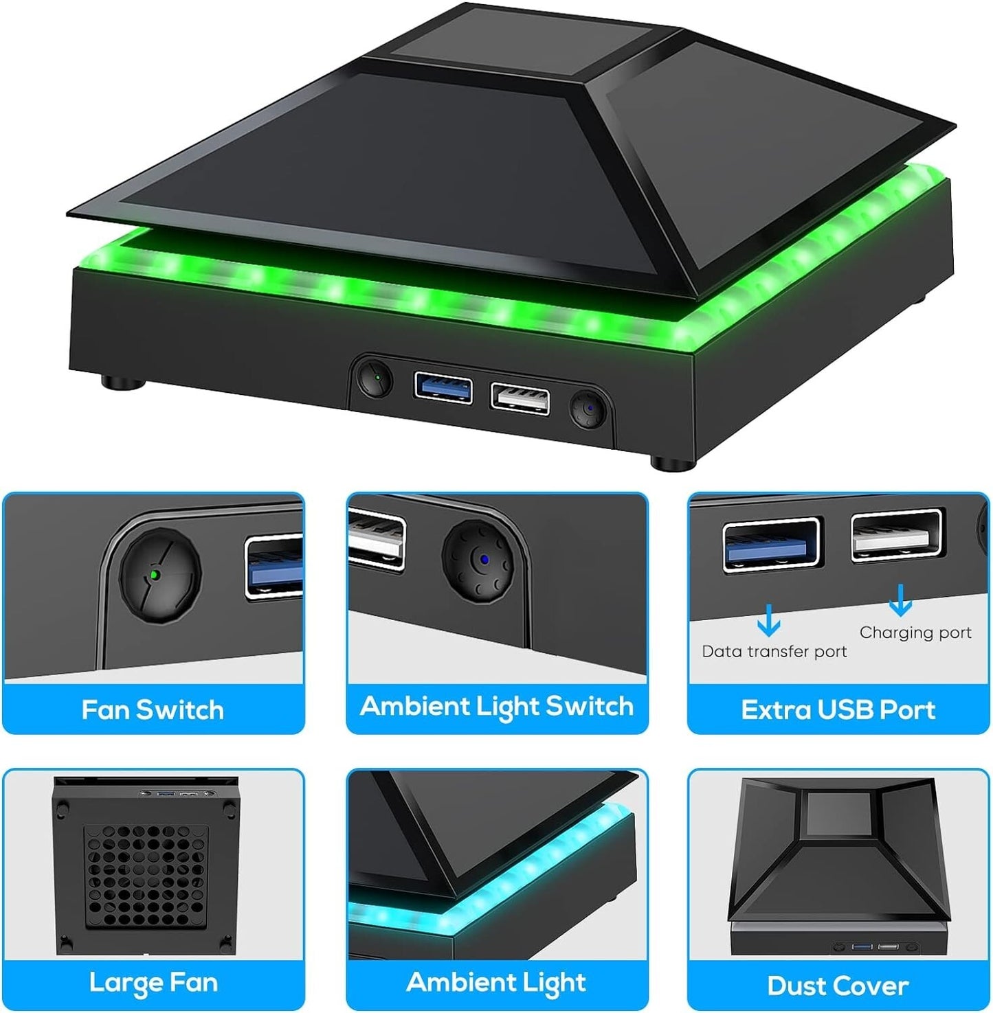 RGB Cooling Fan for Xbox Series X Game Console Vertical Stand Cooler Accessories