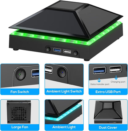 RGB Cooling Fan for Xbox Series X Game Console Vertical Stand Cooler Accessories