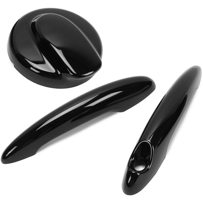 Solid Spare BLACK Door Handle Covers & Gas Tank Cap For MINI R55 Cooper S 07-14 / R56 06-13