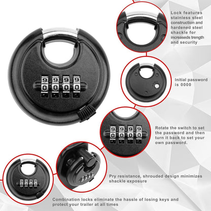 Black Gooseneck Trailer Lock w/ key lock for RVs, Livestock Haulers, Trailers