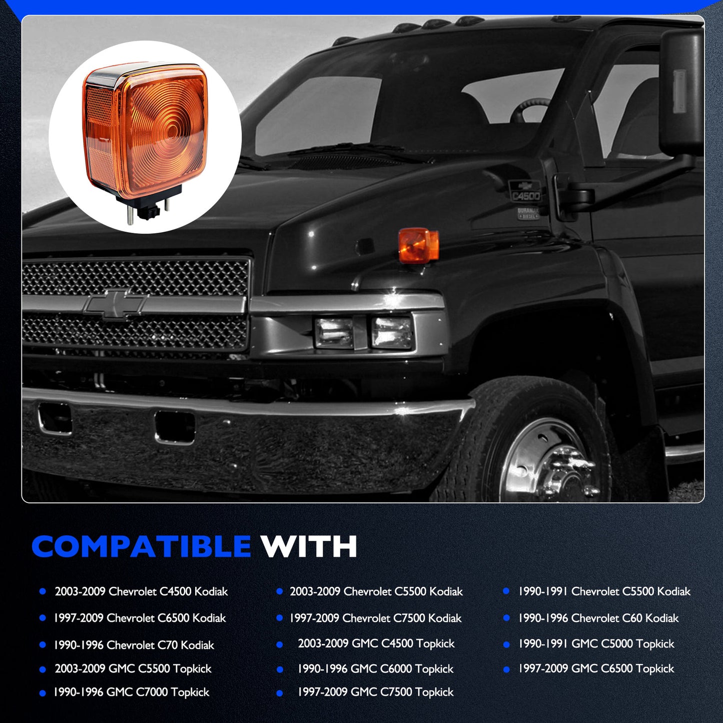 Halogen Turn Signal Lighting Side Marker Lamp Aseembly For 90-09 Chevy GMC C5500