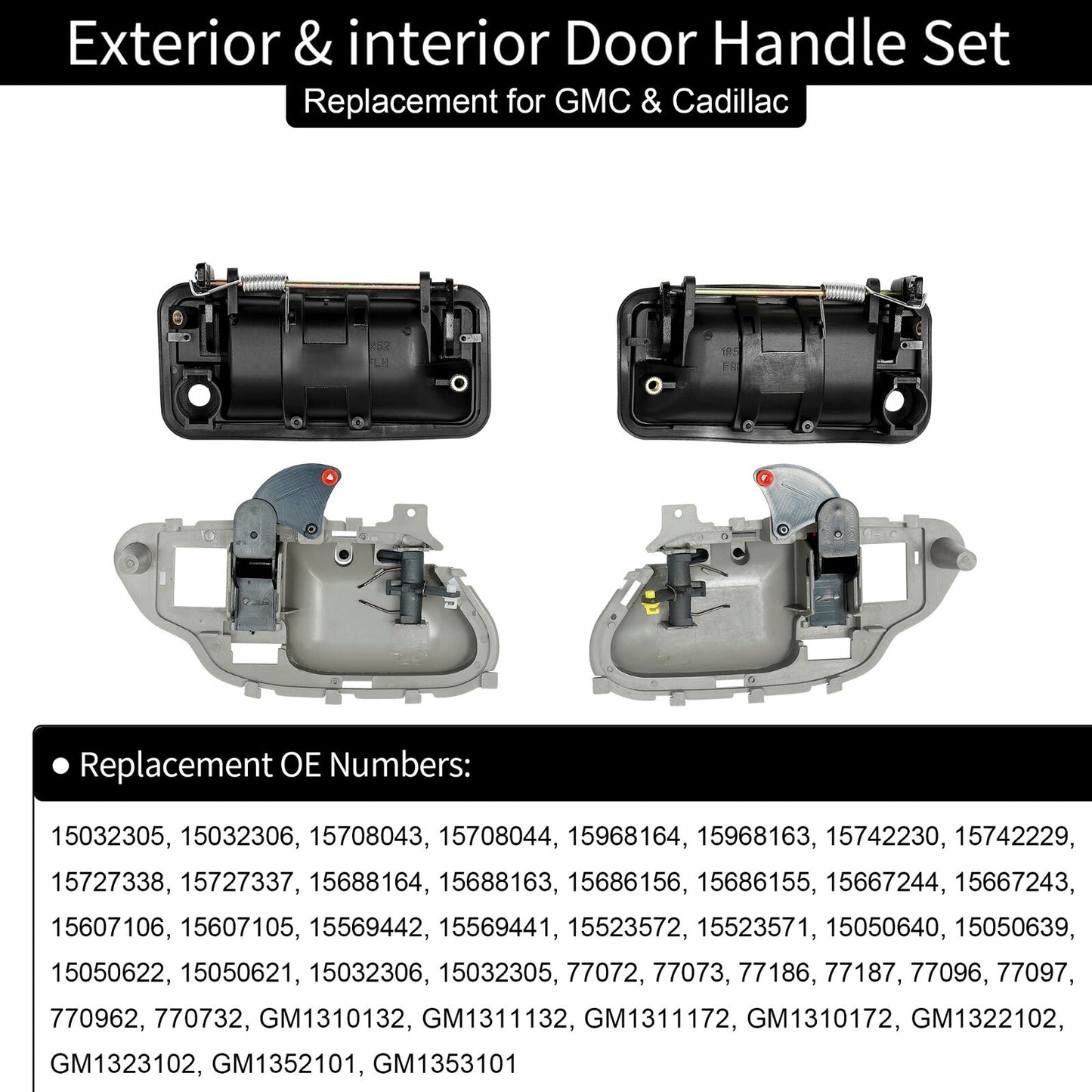 Exterior & Interior Door Handles for 1988-2000 GMC C/K 1500 2500 3500 Suburban