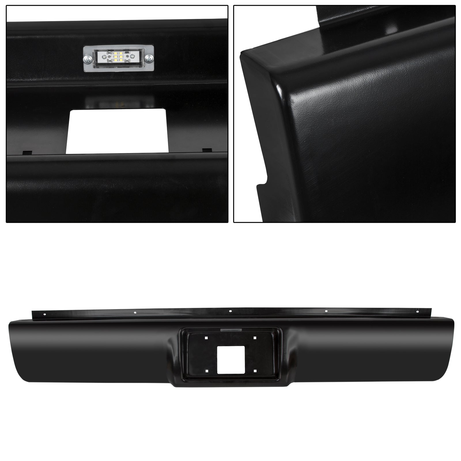 Solid Spare For 1988-1998 Chevy GMC C/K1500 2500 3500 Rear Bumper Roll pan w/ License Plate