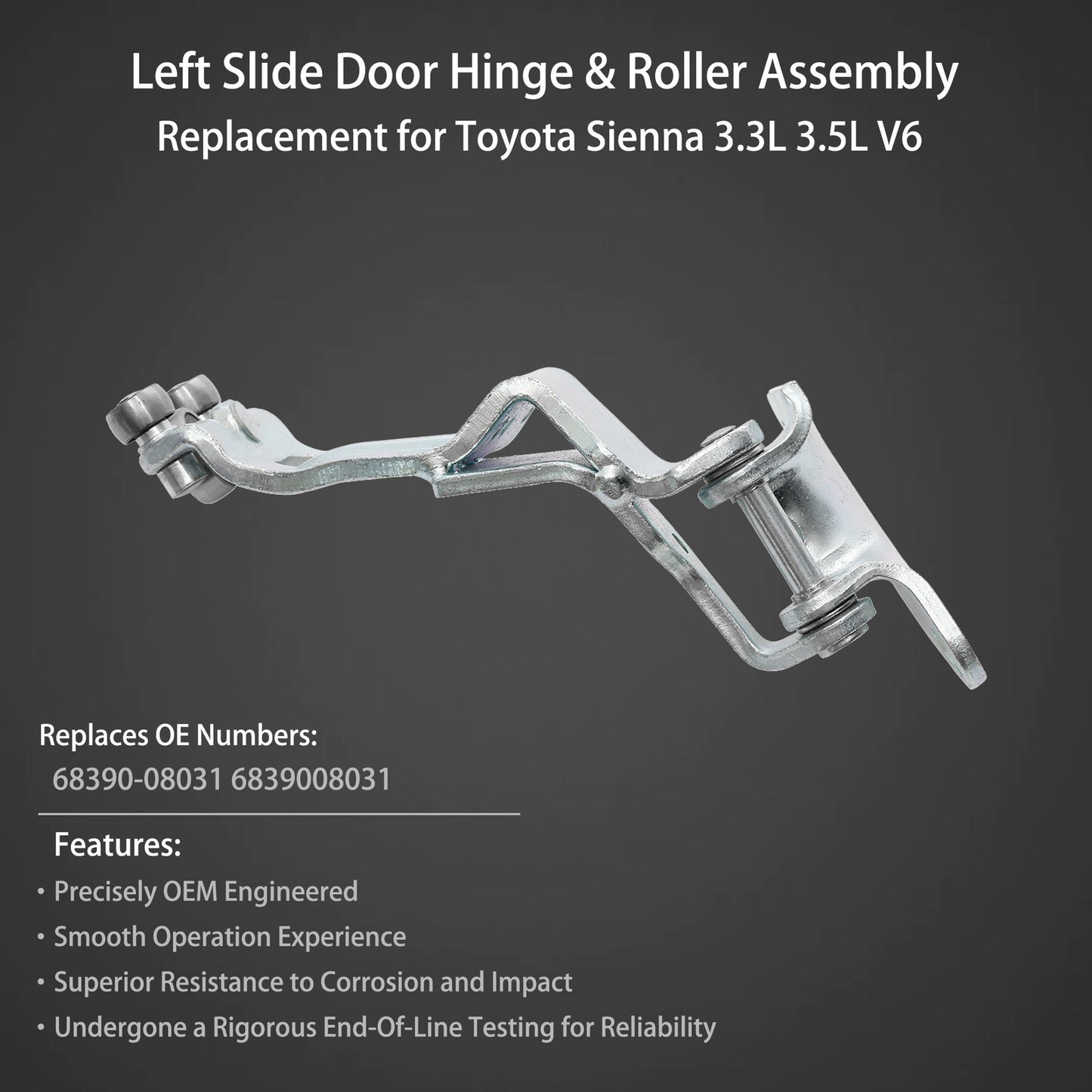 Left Driver Side Center Sliding Door Hinger & Rolle For 2004-2010 Toyota Sienna