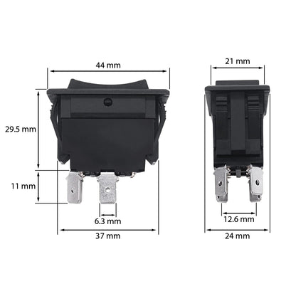 Momentary Reverse Polarity Rocker Switch 20A, 12V DC On-Off DPDT - 4 Pin (2 pk)