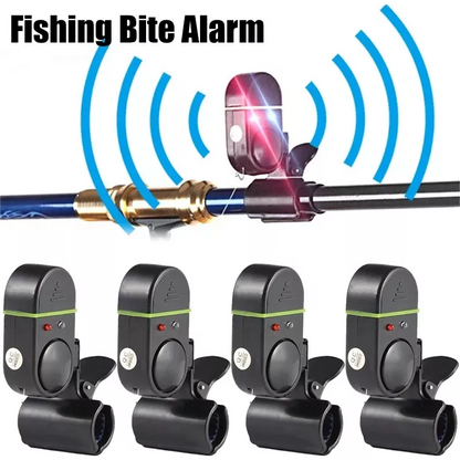 4PCS Fishing Bite Alarm,Electronic LED Clip On Fish Rod Fishing Bite Sound Alarm