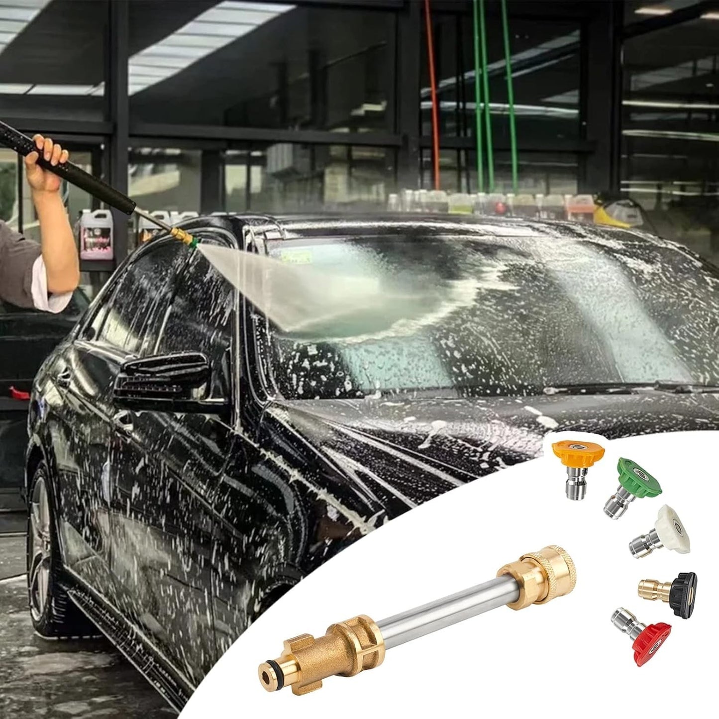 Replace for 1/4'' Pressure Washer Gun Adapter with 5 Nozzle Ryobi Portland Husky