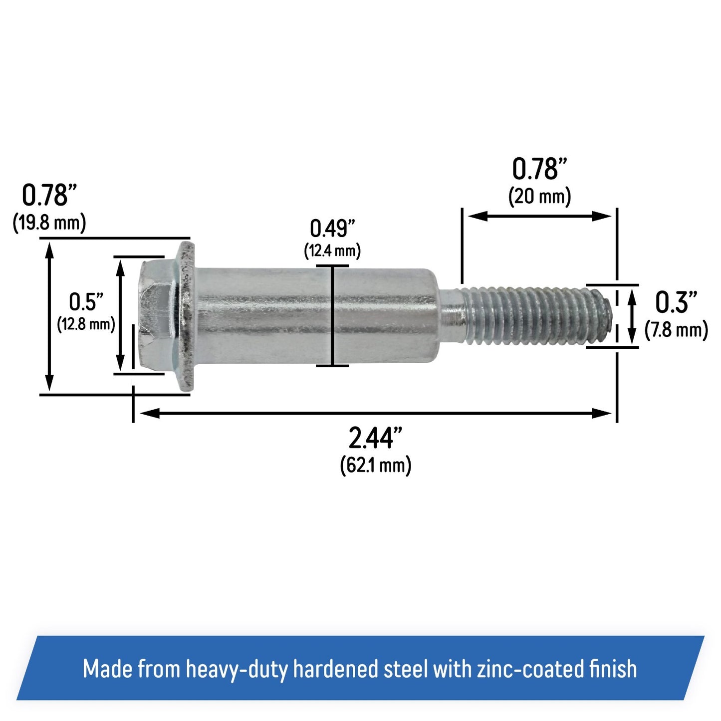 (2) Wheel Axle Bolt Screw for John Deere Walk-Behind Lawn Mowers - M110801