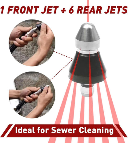 Sewer Cleaning Tool High-pressure Nozzle 5000psi Pipe Cleaner 1/4 Inch Connector