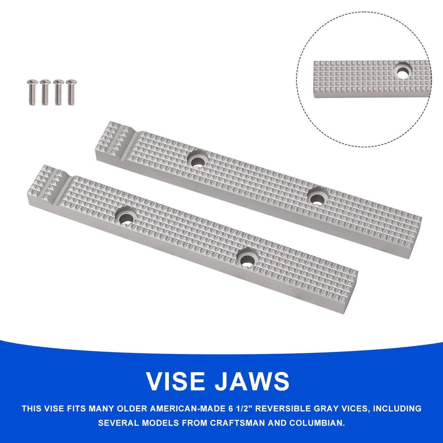 6 1/2" Reversible Vise Jaw for Most Older USA Craftsman Gray Vises
