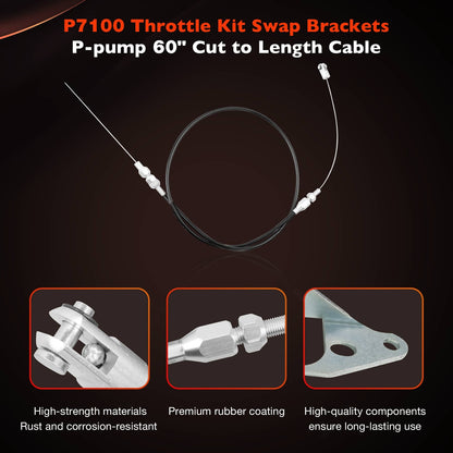 P7100 Throttle Swap Kit w/ 60" Adjustable Cable Mounting Brackets Return Springs