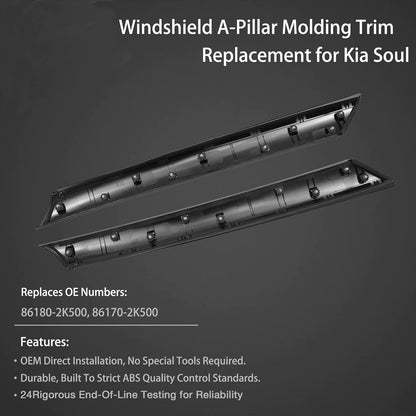 861702K500 Windshield A-Pillar Trim Molding Set Fit 2010-13 Kia Soul Window Trim