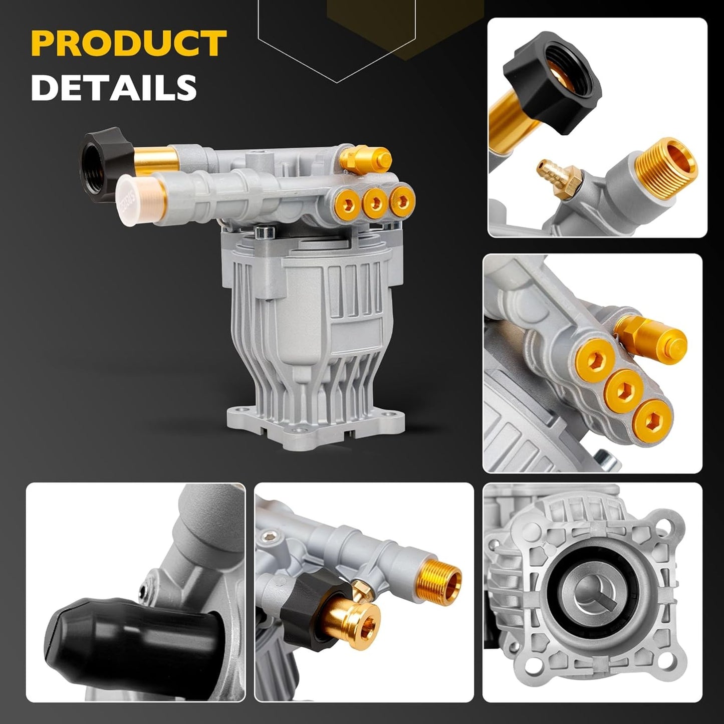 90028 Horizontal Pressure Washer Pump Kit Aluminum 2.4 GPM 3300 PSI Power 3/4"