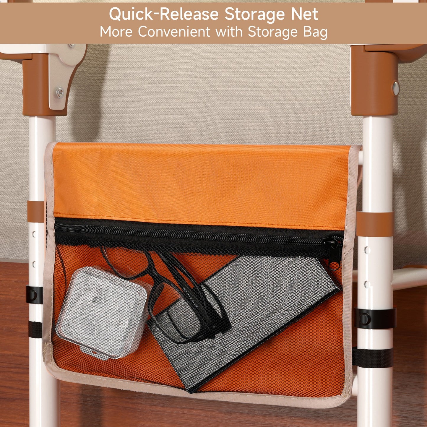 Foldable Bed Assist Rail w/ Pouch, Adjustable Height, 350LBS Support