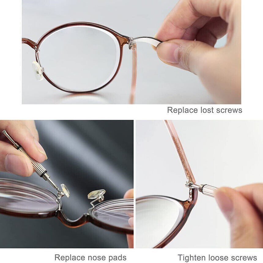 Eyeglass Screws Nut Nose Pads Screwdriver Watch Glasses Optical Repair Tools Kit