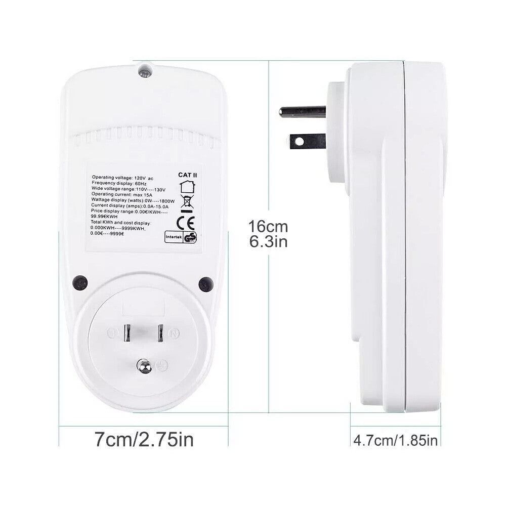 LCD Power Watt Meter Plug Consumption Electricity Usage Energy Amps Volt Monitor