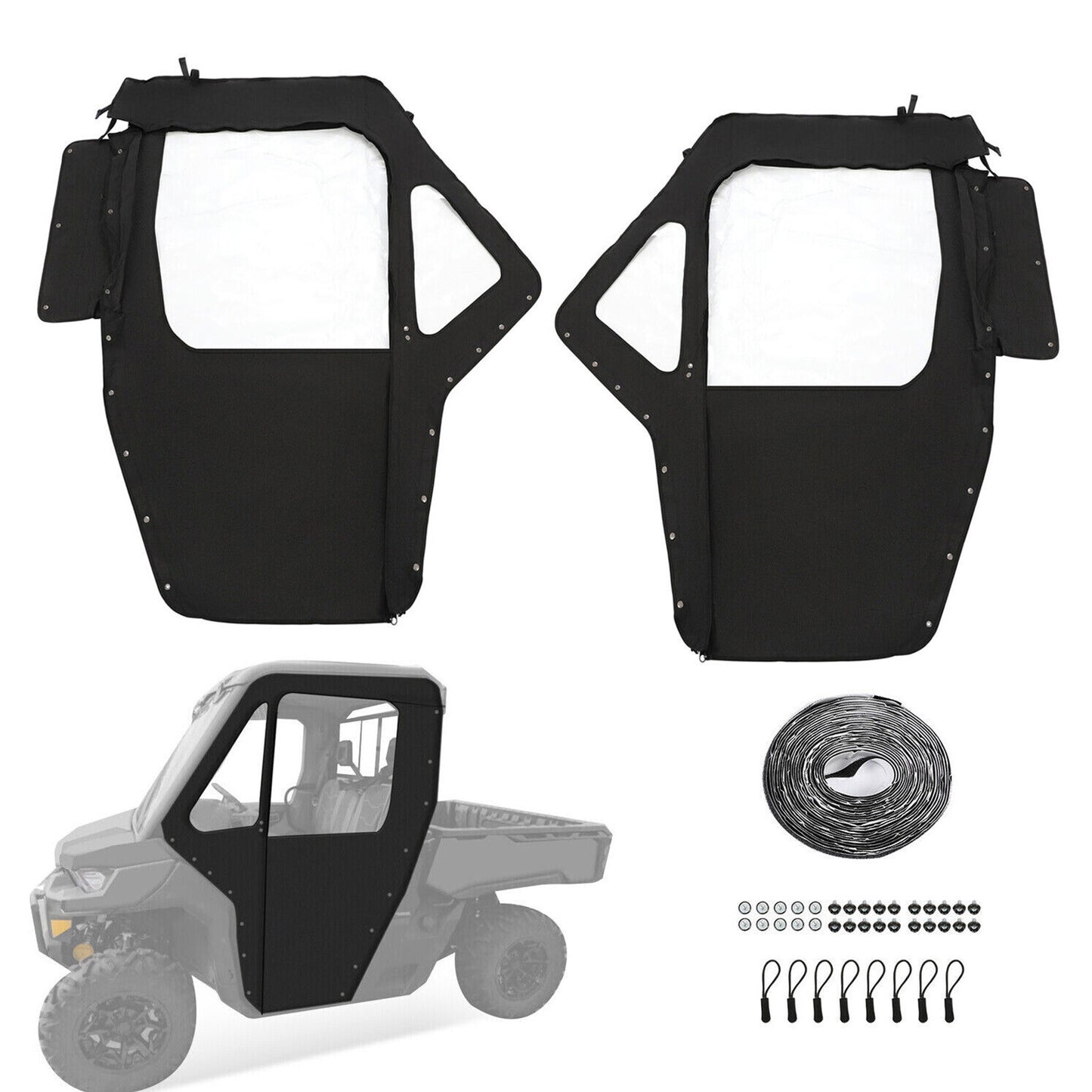 Solid Spare For Can-Am Defender HD 5 7 8 9 10 2016+ Soft Doors Kit Left + Right (2 Seater)