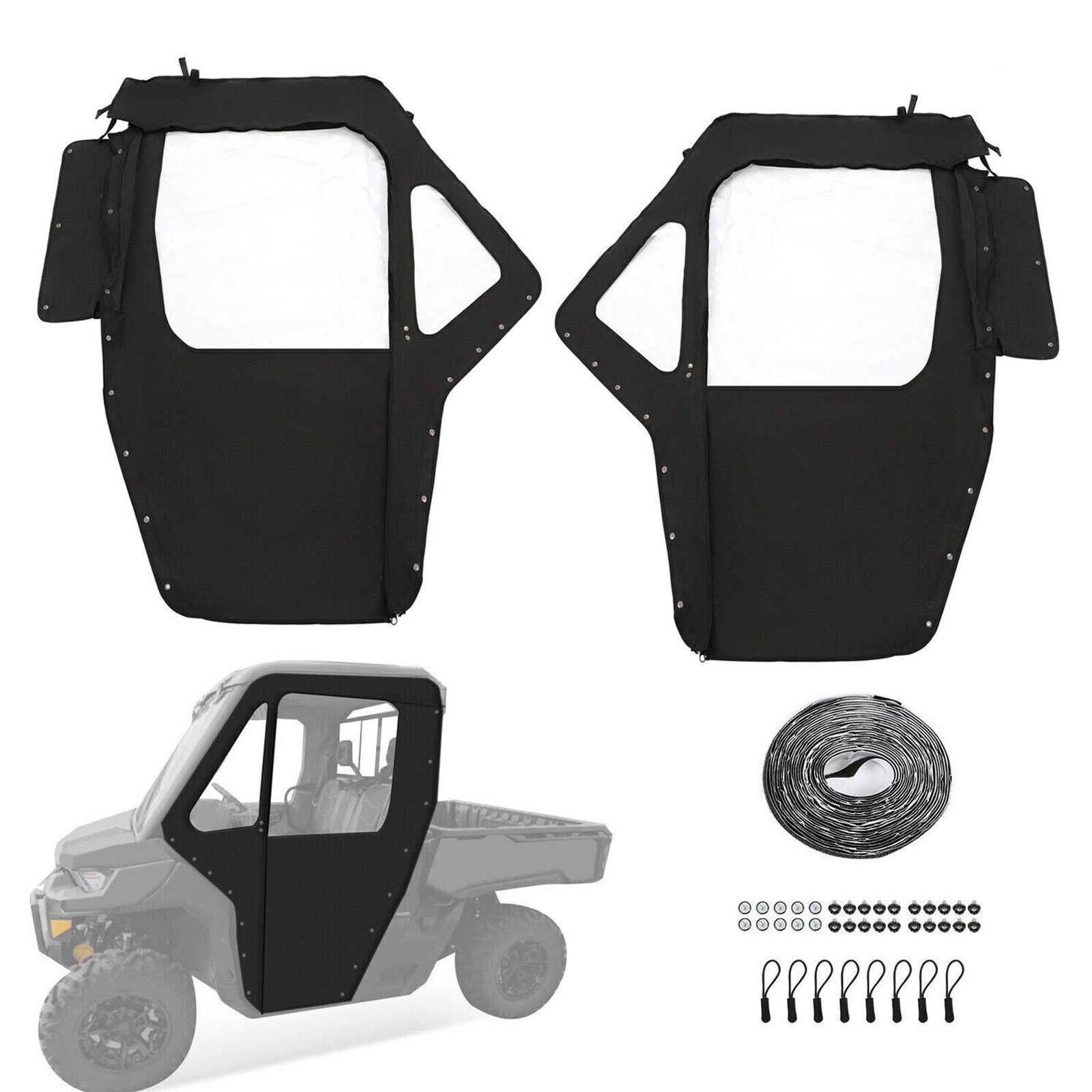 Solid Spare For Can-Am Defender HD 5 7 8 9 10 2016+ Soft Doors Kit Left + Right (2 Seater)