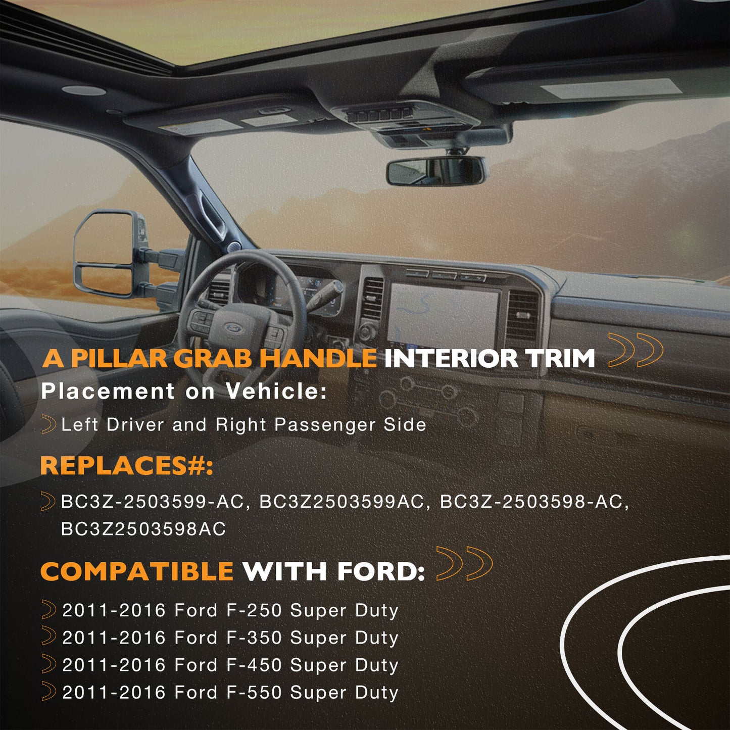 Pair A-Pillar Interior Trim Grab Handles Front Left Right For 2011-16 Ford F-250
