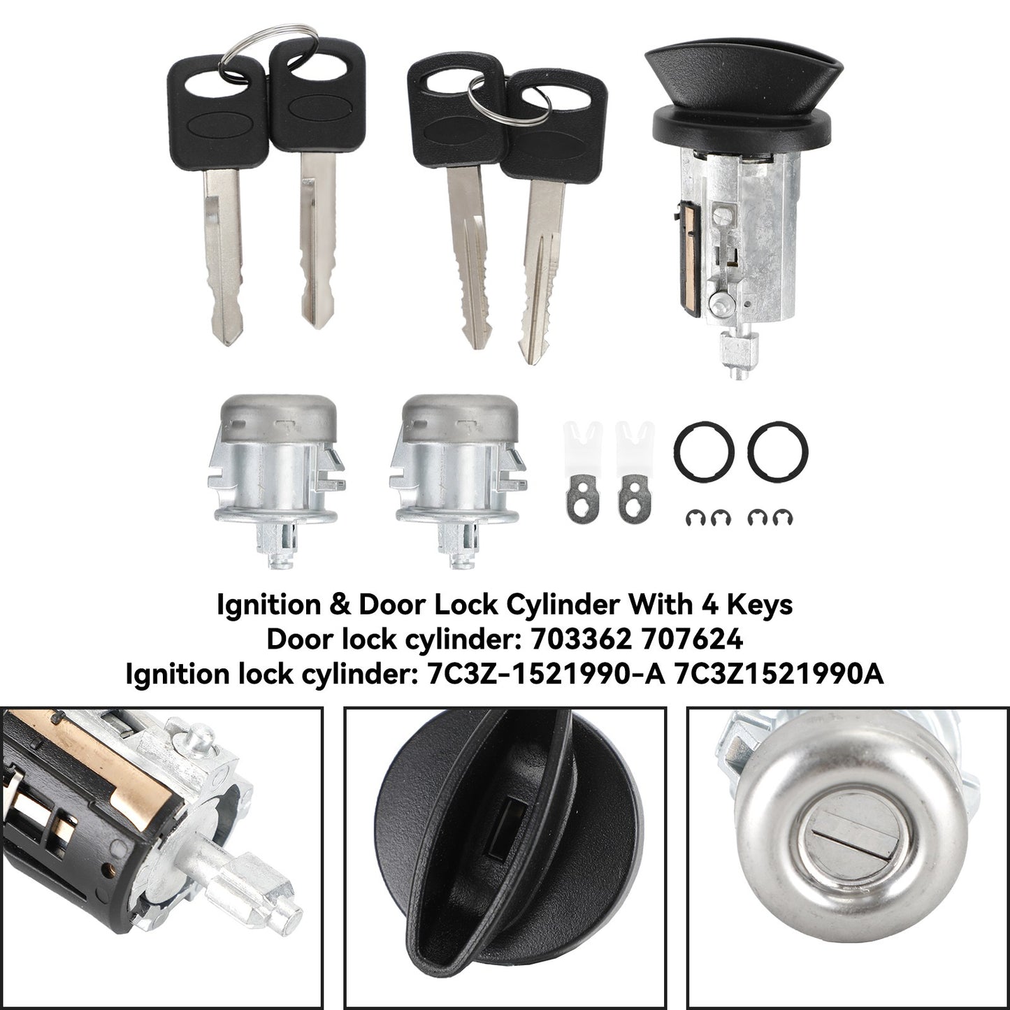 Ignition & Door Lock Cylinder With 4 Keys 703362 For Ford F150 F250 F350 F450 US