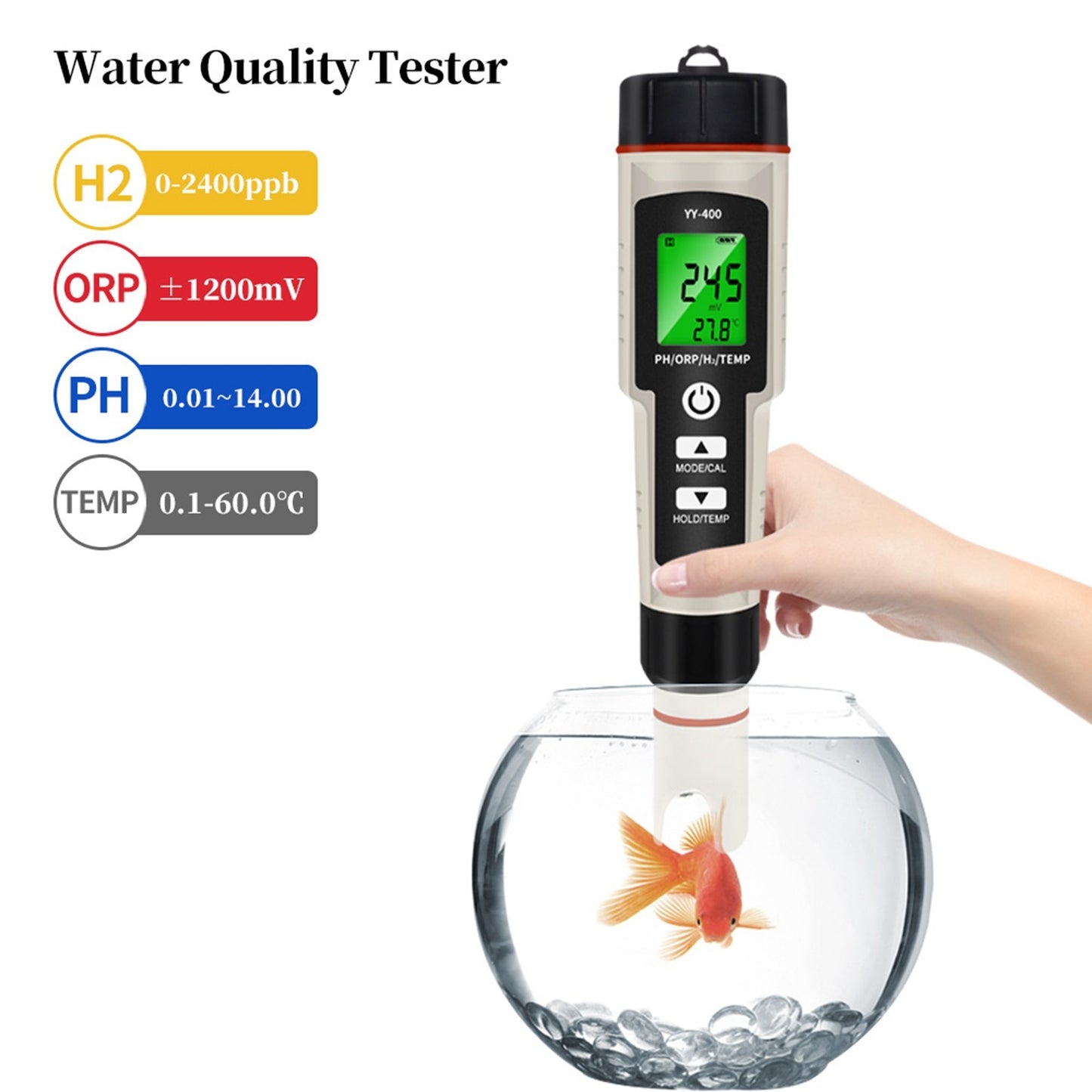 ??Portable 4 In 1 Hydrogen-Rich Test Pen PH/ORP/TEMP Water Quality Meter Tester