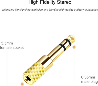5x TRS Stereo Audio Headphone Adapter 6.35mm 1/4" Male to 3.5mm 1/8" Female Jack