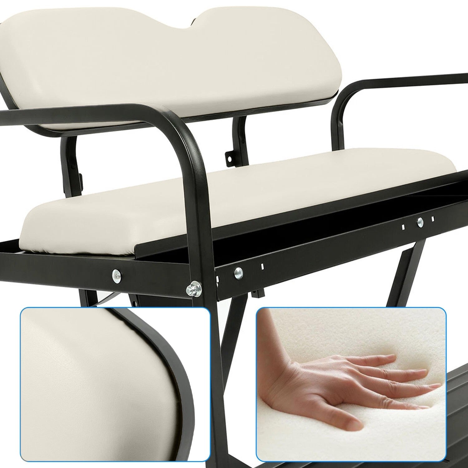 Solid Spare For Yamaha Drive G29 Golf Cart Flip Rear Back Seat 07-16 - Off White Cushions