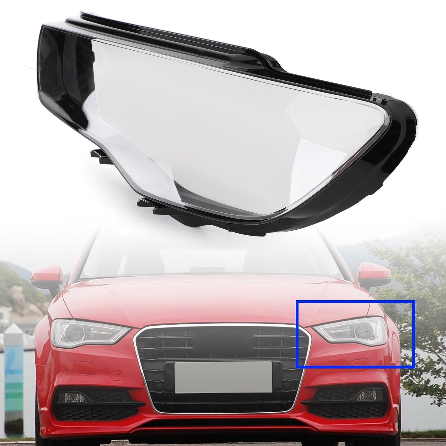 Left & Right Pair Headlight Cover Headlamp Lens For Audi A3 2013-2016 Clear USA