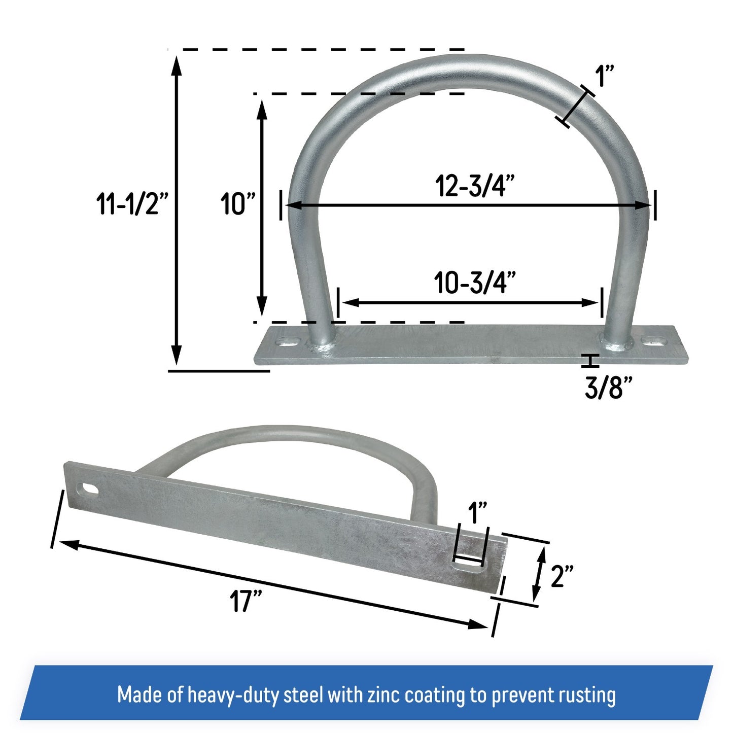 Dock Piling Hoop on Plate - 10" - Hoop Pile Holder - 2" Plate, 3/8" thick (2)