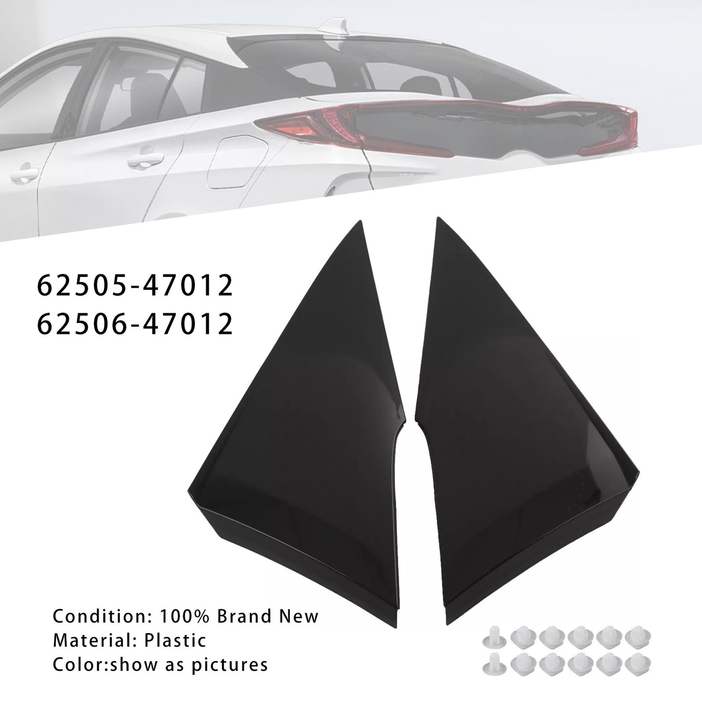 2PCS Rear Quarter Moldings 62505-47012 62506-47012 For Toyota Prius 2016-2022