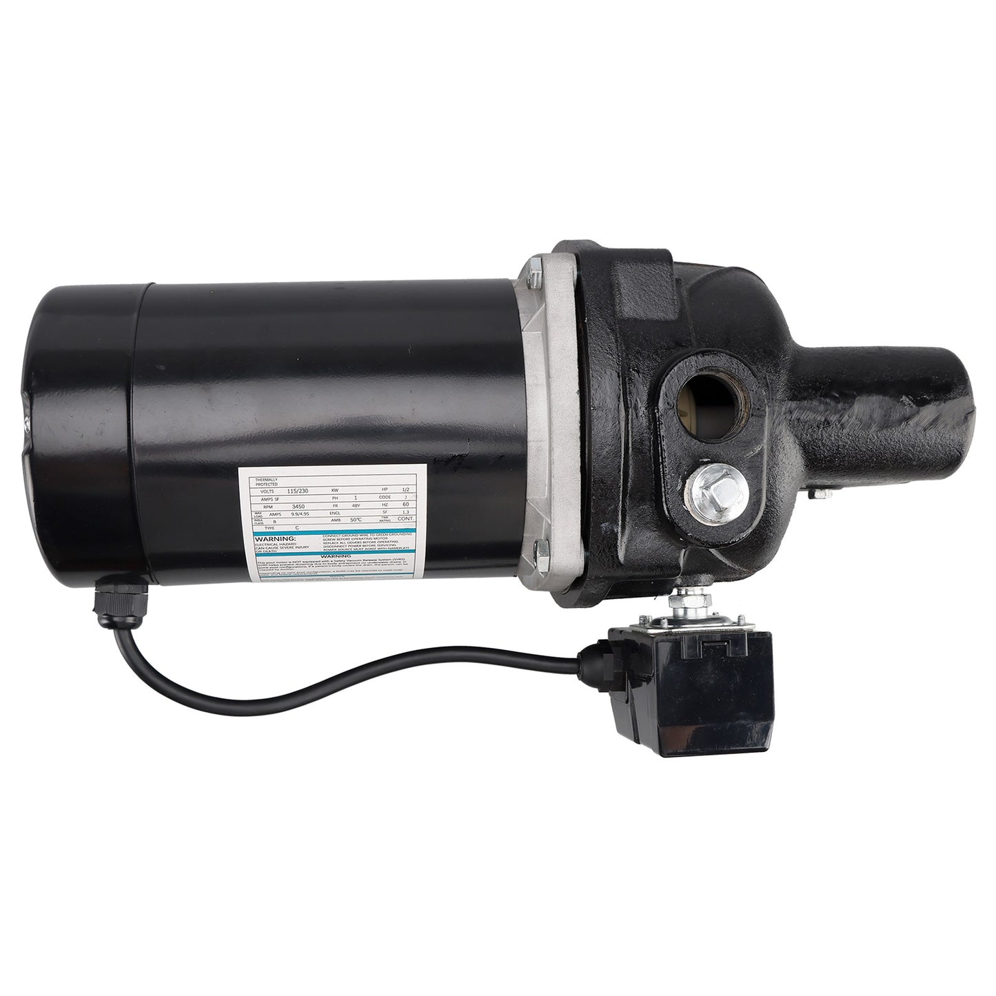SWS50 1/2 HP Cast Iron Shallow WelJet Pump use inwells up to 25 ft deep black