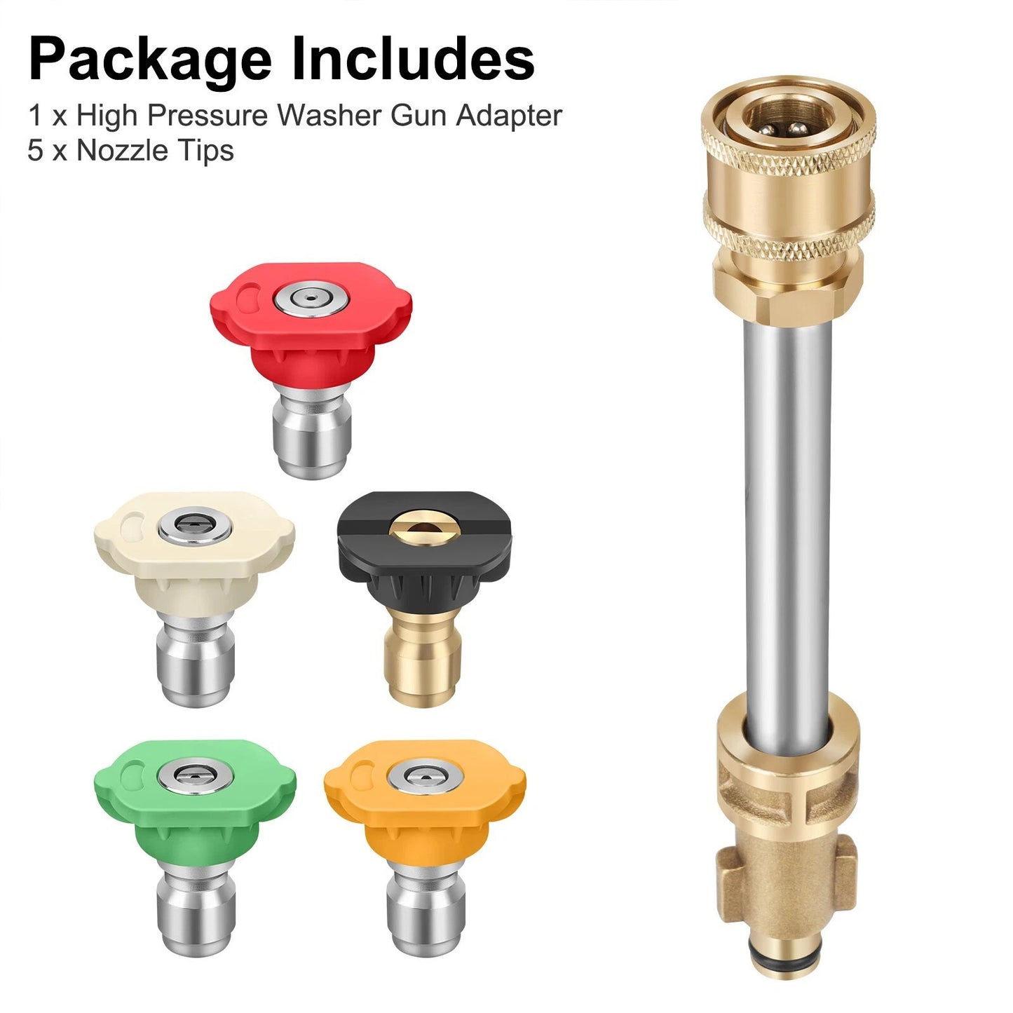Replace for 1/4'' Pressure Washer Gun Adapter with 5 Nozzle Ryobi Portland Husky
