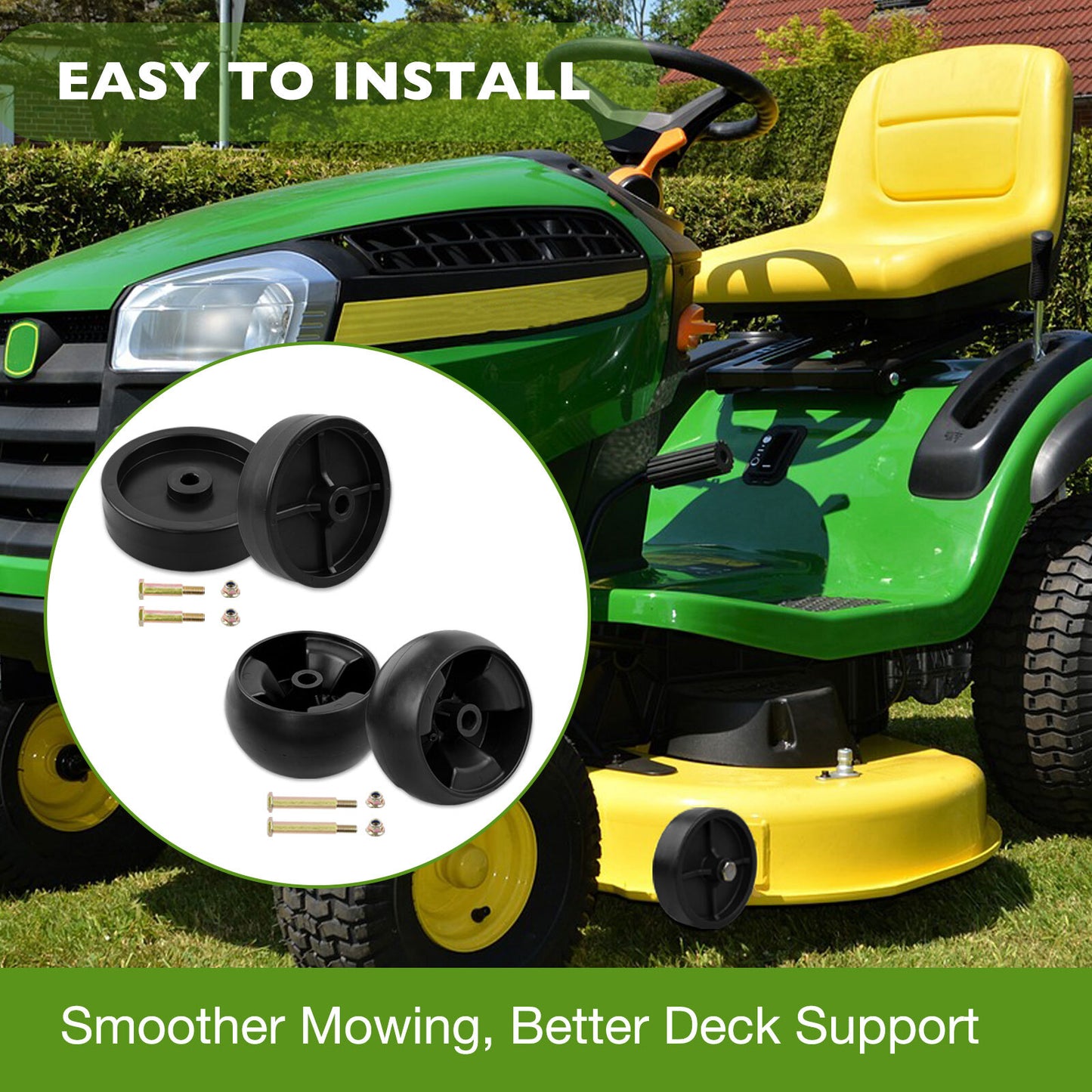4x 734-0973 Lawn Mower Deck Roller Wheel Kit For Cub Cadet Craftsman 734-04155