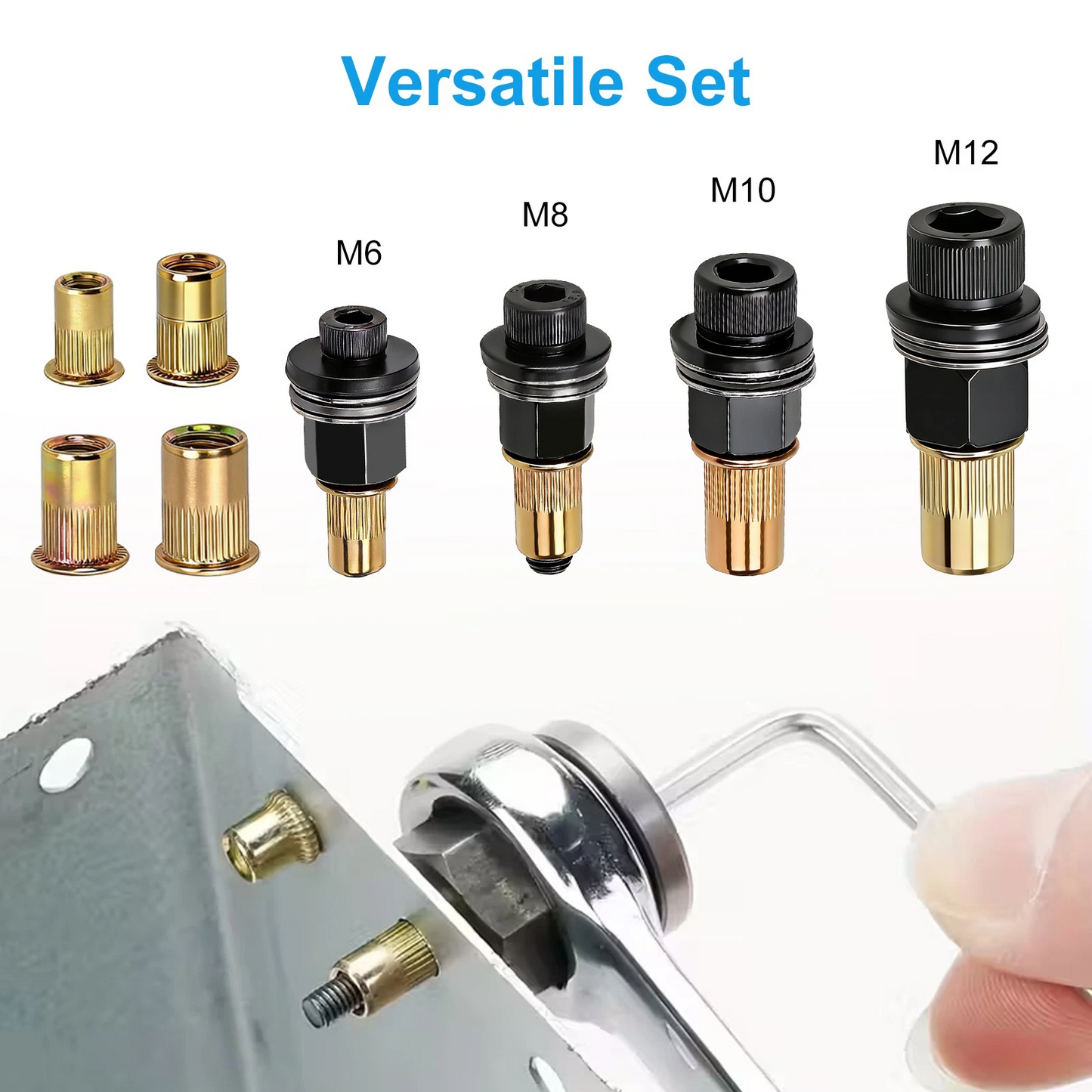 36 PCS Manual Rivet Nut Gun Kit For M6- M12 Threaded Insert Tool Automotive DIY